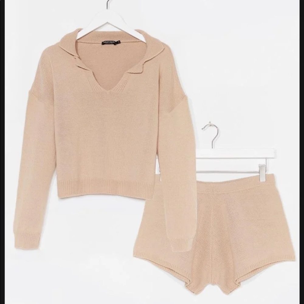 Nasty Gal knitted sweater and shorts lounge set